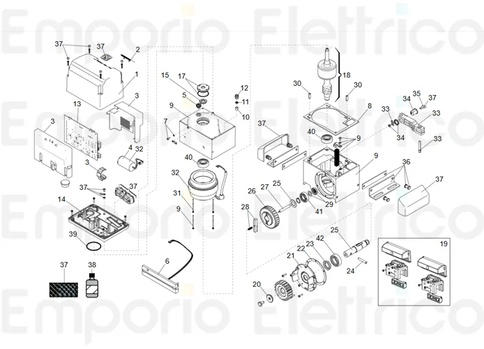 faac spare parts page for motor 844 c