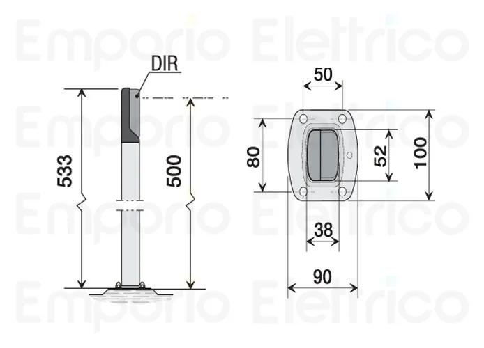 came black aluminium post 0,5 m 001dir-ln dir-ln