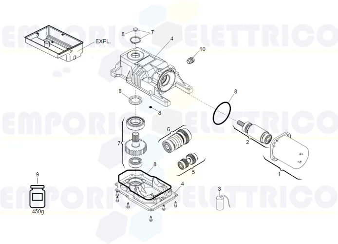 faac spare parts page for motor 770 230v l