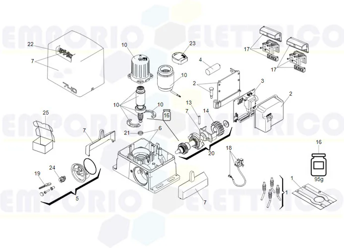 faac spare parts page for motor 740 230v