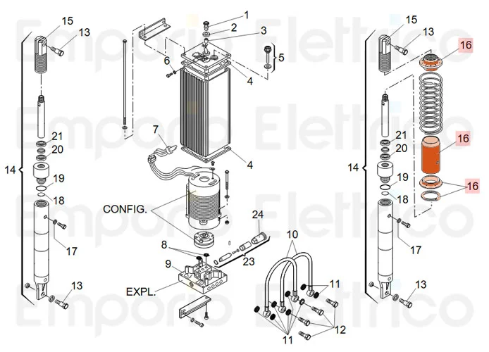 faac ricambio gruppo supporto e ghiera molla 620/640 63003318