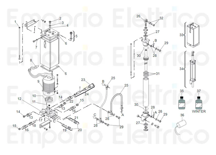 faac spare parts page for barriers 615 rapid