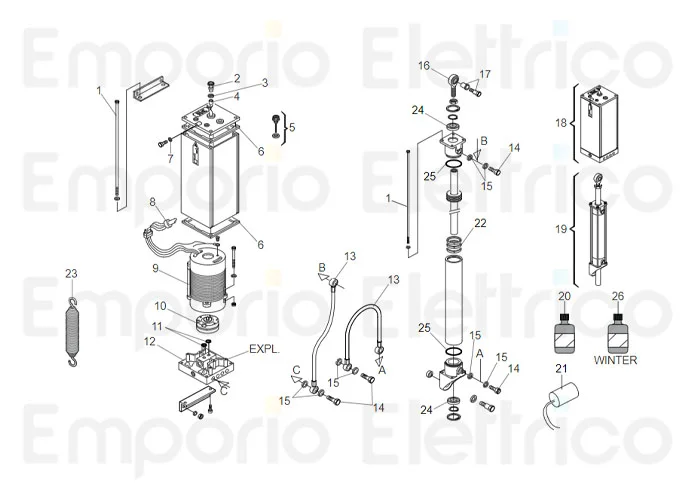 faac spare parts page for barriers 615 bpr rapid