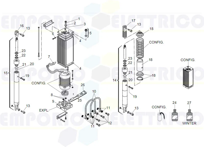 faac spare parts page for barriers 642/40 r